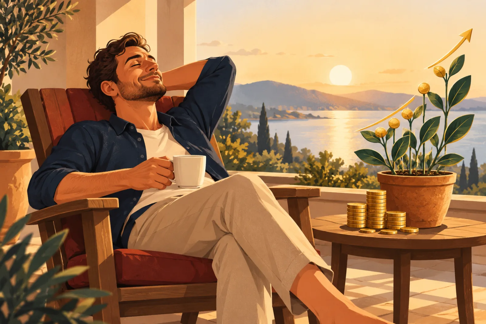 Illustration: relaxing while your money grows on its own