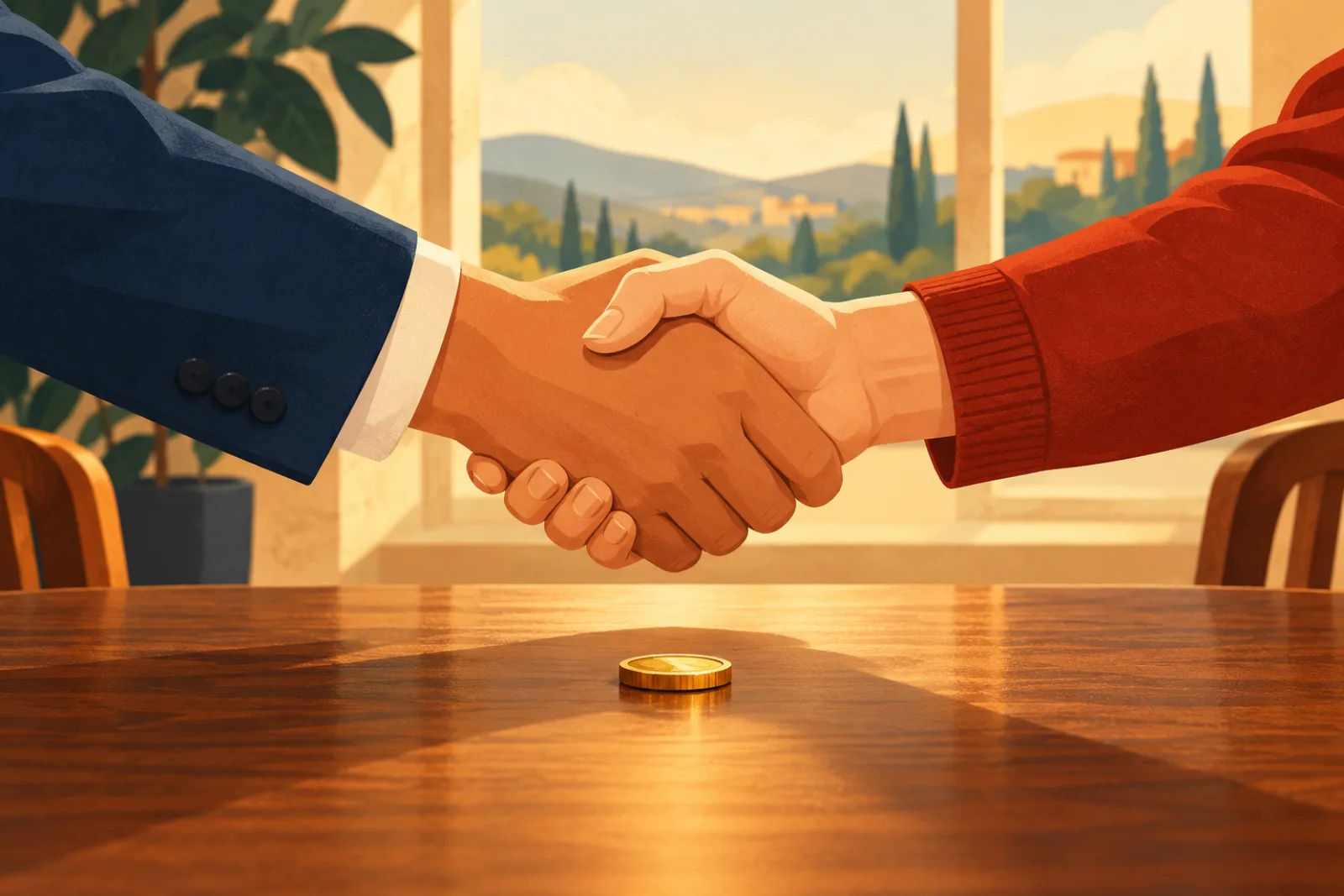 Illustration: an honest five-dollar handshake