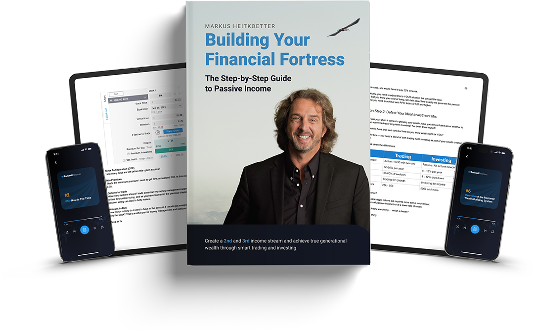 Building Your Financial Fortress book with phone and tablet mockups